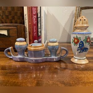 Vintage Japan Lusterware 6pc Salt and Pepper shaker, Sugar Bowl and Muffineer